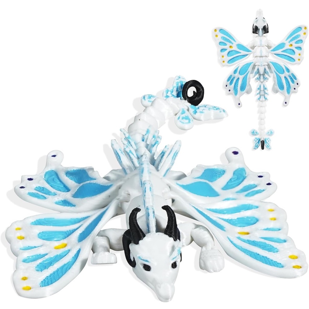 3D Printed Articulated Dragon Toy with wings, Flexible, Posable Fidget Toy